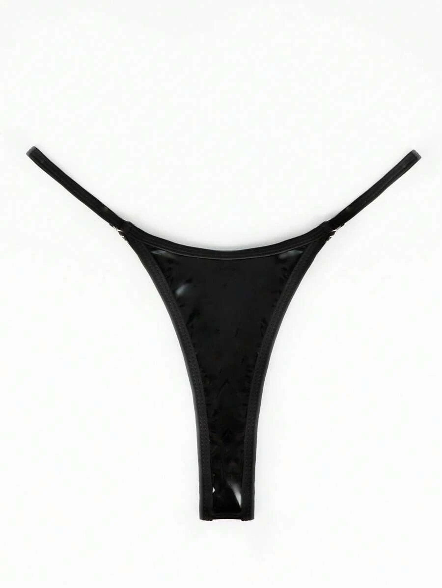 Sexy Black Wet Look PU Thong | Stripper Sexy Knickers – PureDiva