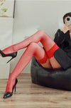 Stay Up Red lace top fishnet stockings - PureDiva