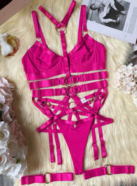 Hot Pink 5 Piece Lingerie Set - PureDiva