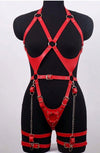 PU Leather Full Body Harness Belt & Garters - PureDiva