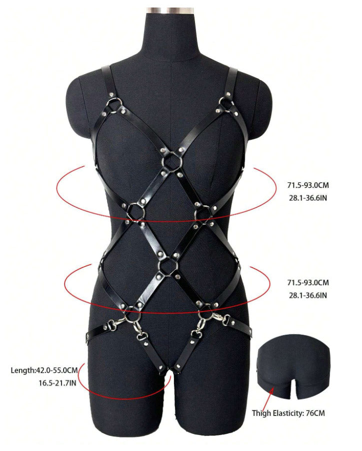 Pu Leather Body Harness Bodysuit Straps Lingerie