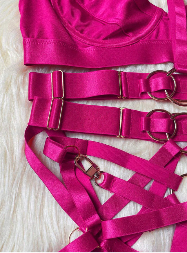 Hot Pink 5 Piece Lingerie Set - PureDiva