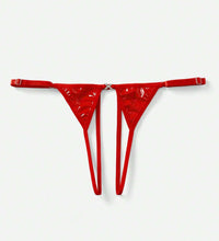 Red PVC Sexy Open Crotch Panty