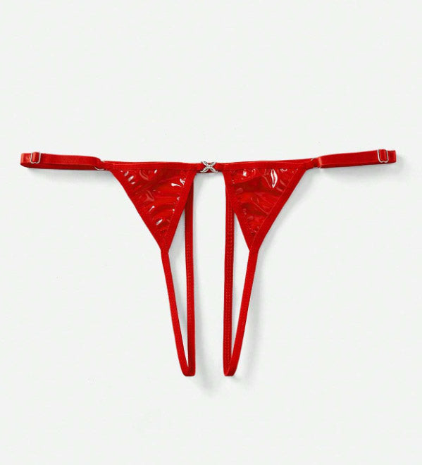 Red PVC Sexy Open Crotch Panty - PureDiva