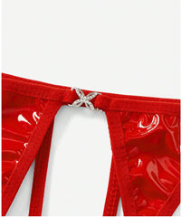 Red PVC Sexy Open Crotch Panty - PureDiva