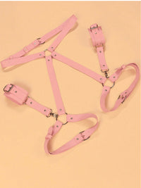 Body Harness Belt Faux Leather Handcuffs - PureDiva