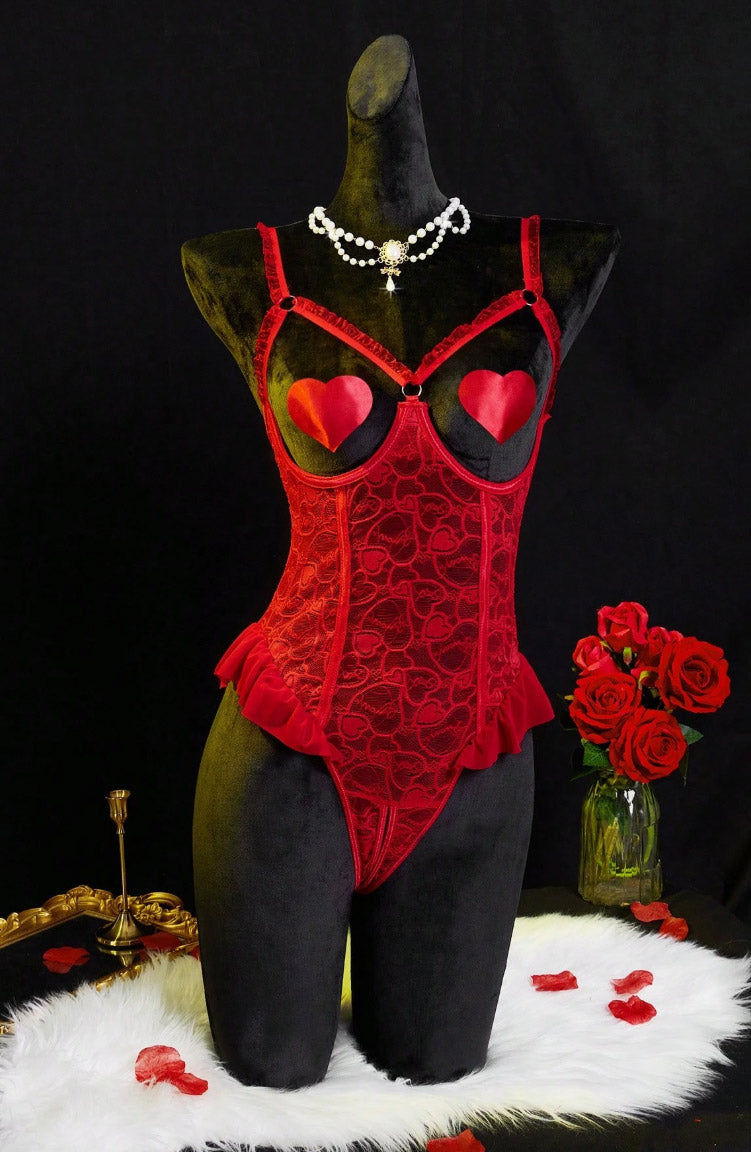 Valentine Crotchless Sexy Teddy