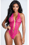 Embellished Crotchless Lace Teddy - PureDiva