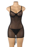 Black Lace Up Back Chemise Lingerie | PureDiva